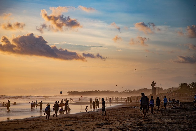 Pantai, Senja, Rakyat, Liburan, Santai