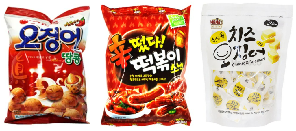韓國零食：八道火辣章魚條 辣味年糕條 芝士魷魚片